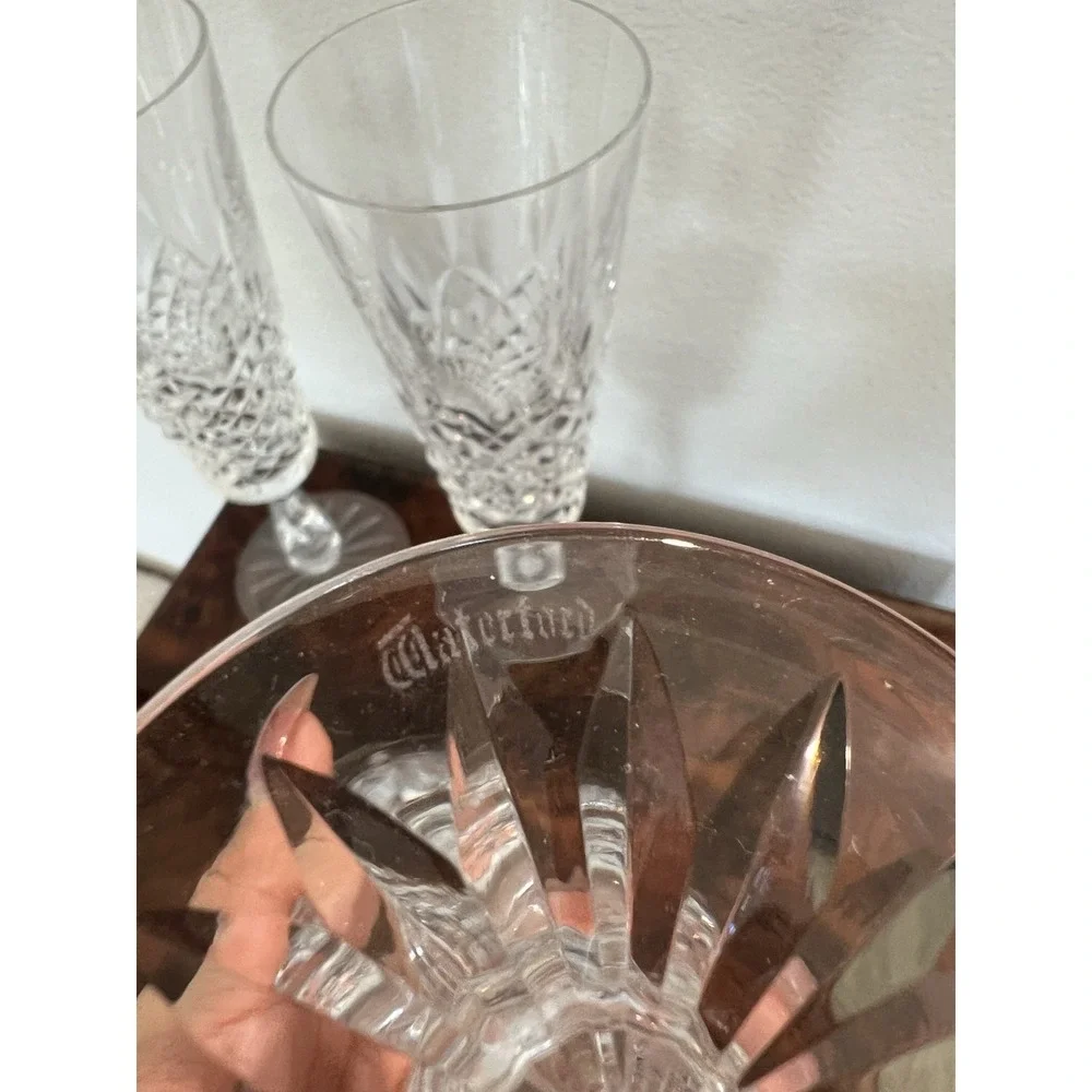 Set of 3 WATERFORD CRYSTAL Kenmare (Cut) Fluted Champagne Glasses